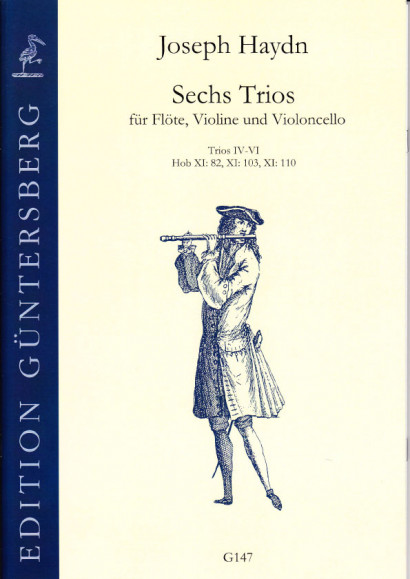 Haydn, Joseph (1732–1809): Sechs Trios für Flöte, Violine und Violoncello Hob XI: 82/100/<br>- Nr. IV-VI, Nr. 82, 103, 110