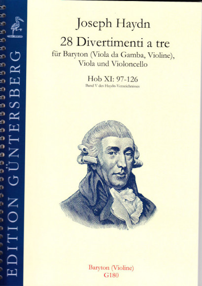 Haydn, Joseph (1732-1809): 28 Divertimenti a tre Nr. 97-126<br>- baritone or violin (60 p.)